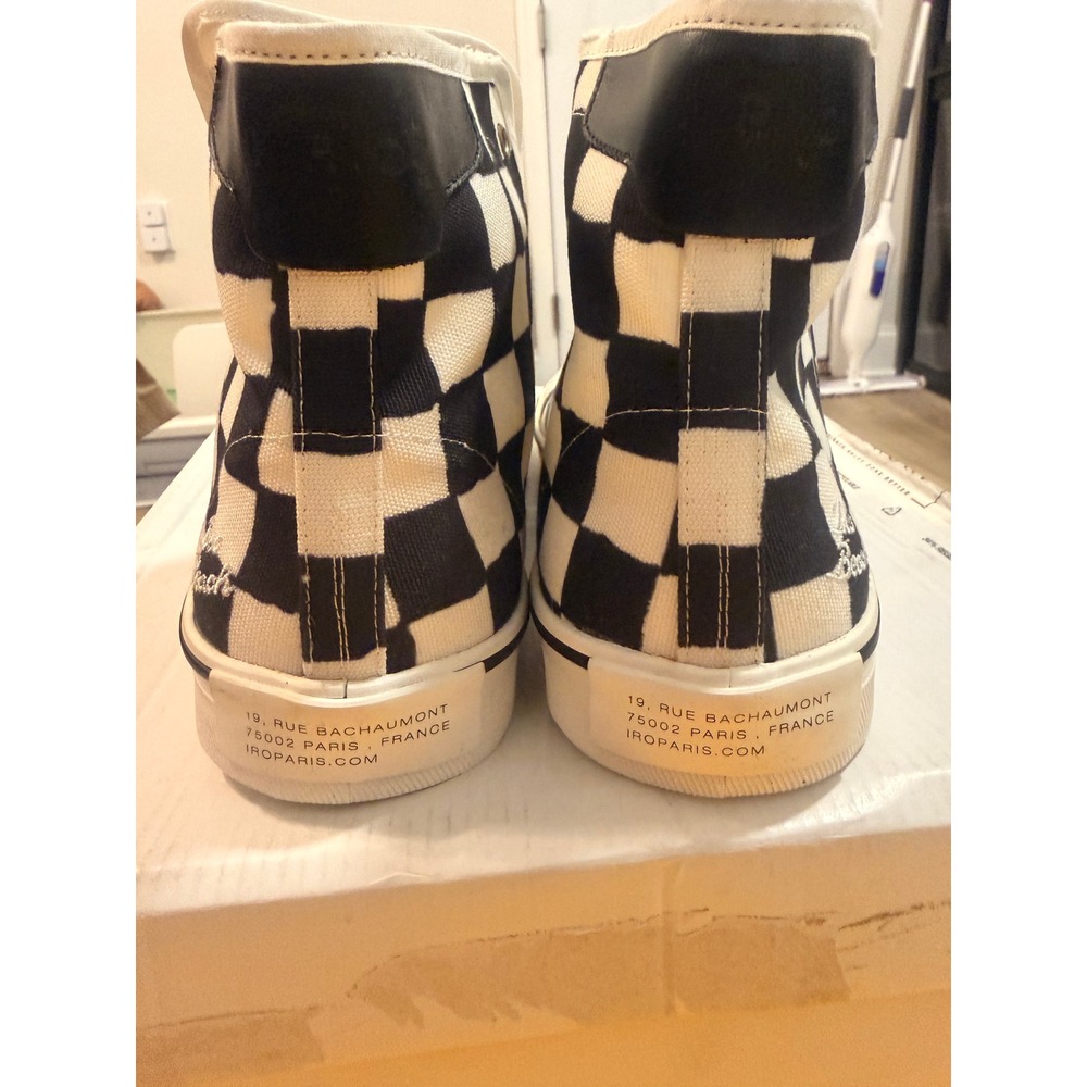 IRO Paris Currill Mens Checkerboard High Top Sneakers Black White EU 43 Spain - Picture 4 of 6